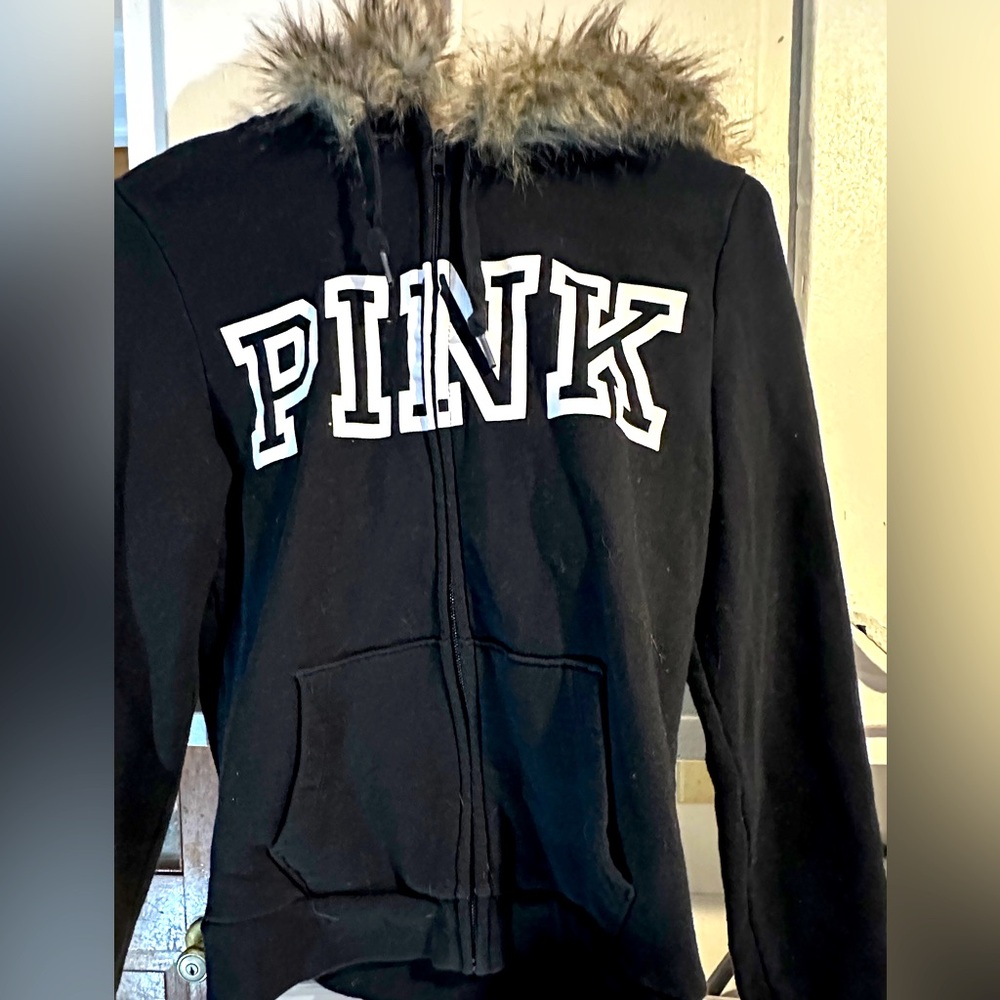 Black Hoodie with Fur Trim